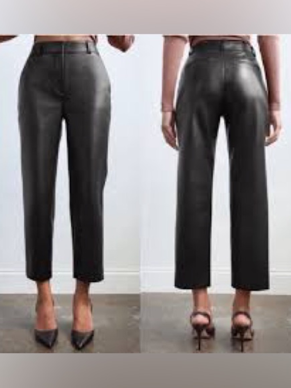 Babaton Aritzia Command Black Vegan Leather Wide-Leg Pants Size 6